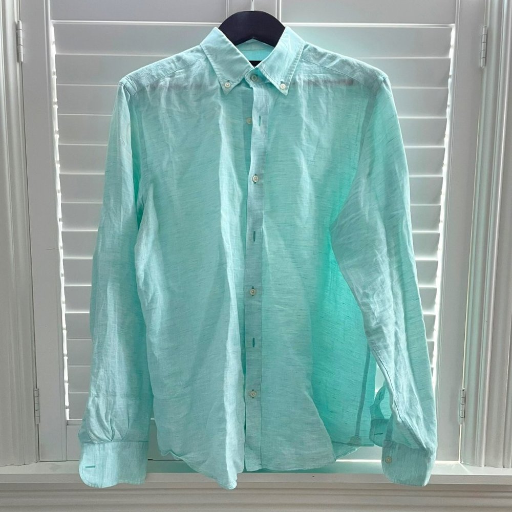 Massimo Dutti Teal Linen Shirt